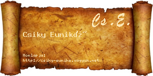 Csiky Euniké névjegykártya